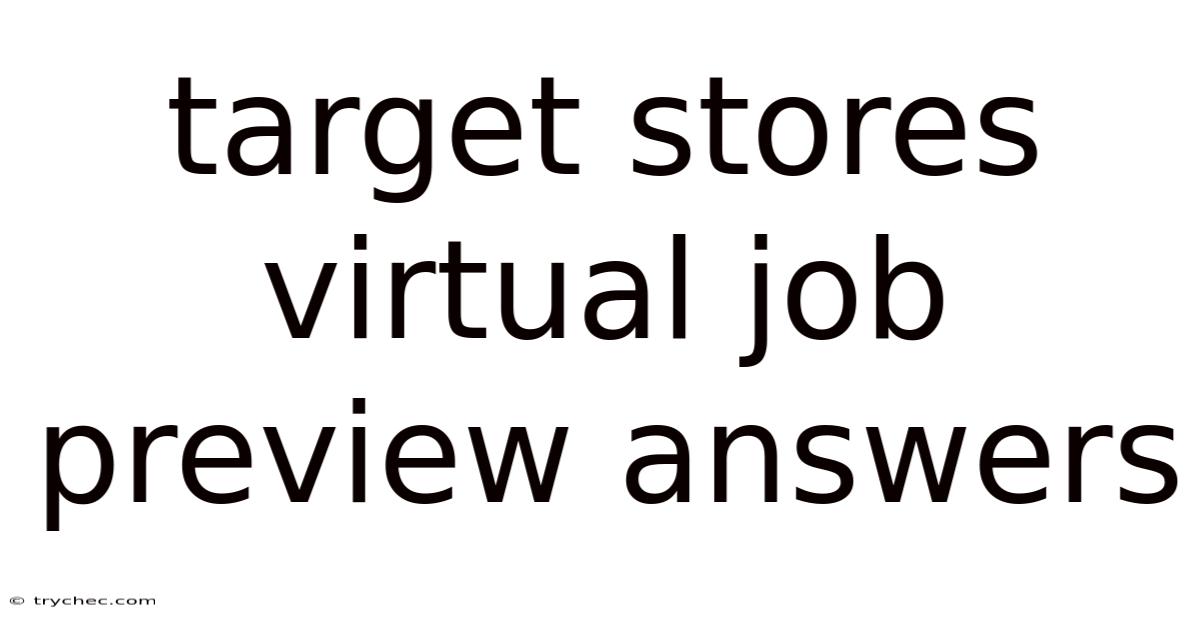 Target Stores Virtual Job Preview Answers