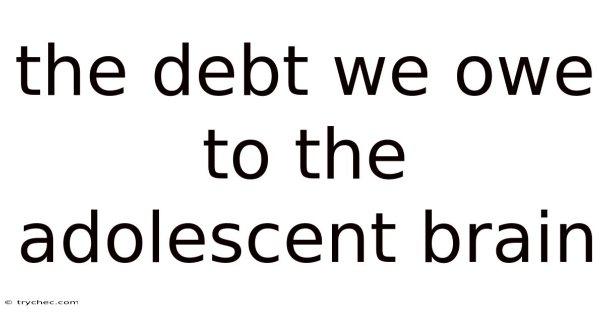 The Debt We Owe To The Adolescent Brain