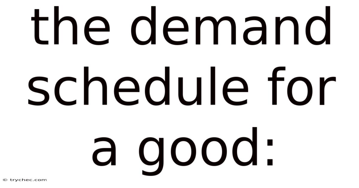The Demand Schedule For A Good: