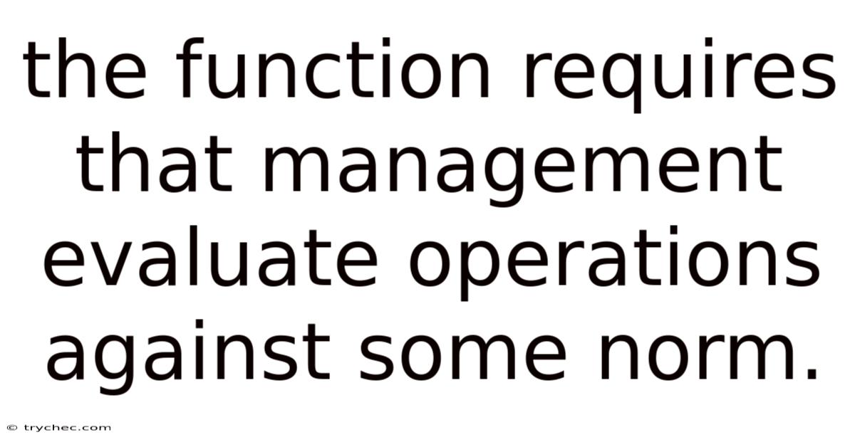 The Function Requires That Management Evaluate Operations Against Some Norm