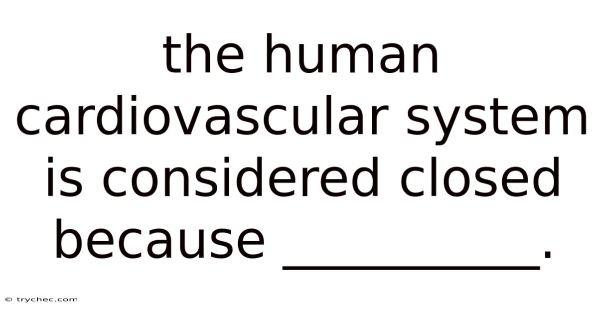 The Human Cardiovascular System Is Considered Closed Because __________.