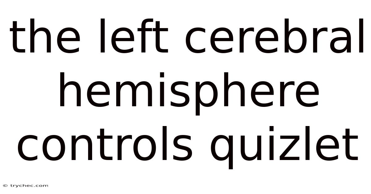 The Left Cerebral Hemisphere Controls Quizlet