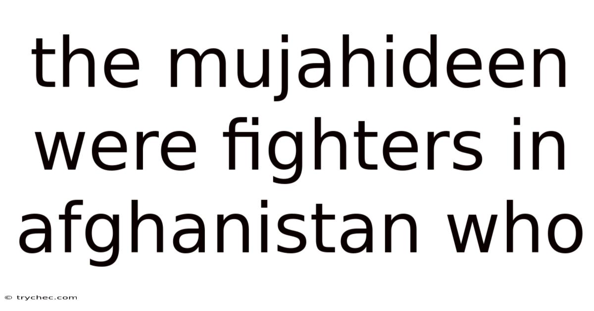 The Mujahideen Were Fighters In Afghanistan Who