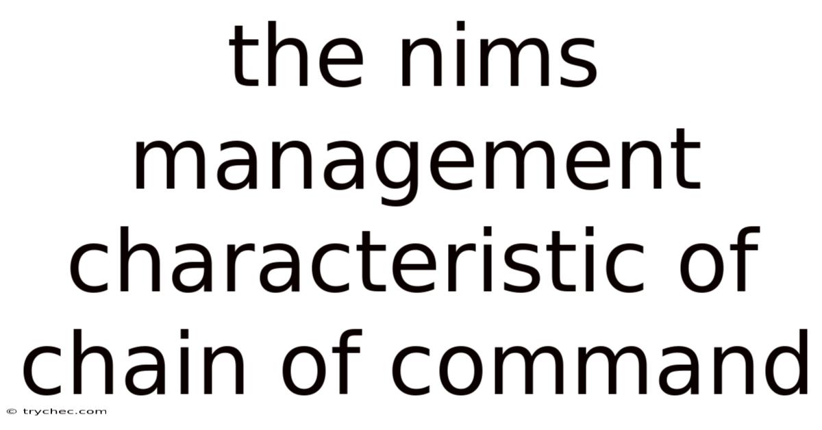 The Nims Management Characteristic Of Chain Of Command