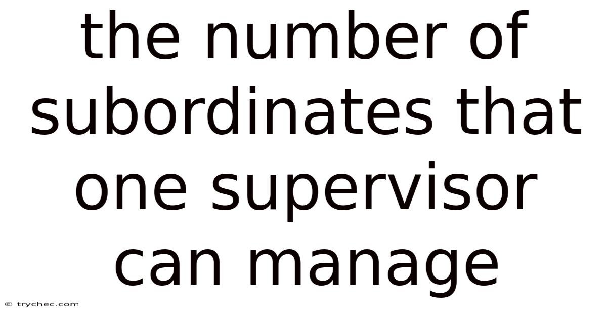 The Number Of Subordinates That One Supervisor Can Manage