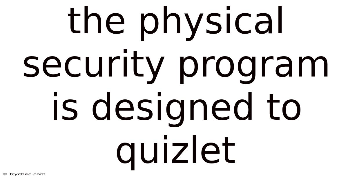 The Physical Security Program Is Designed To Quizlet