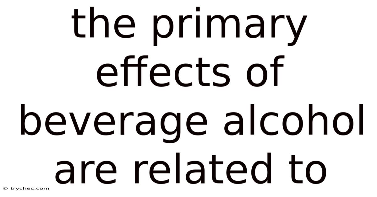 The Primary Effects Of Beverage Alcohol Are Related To