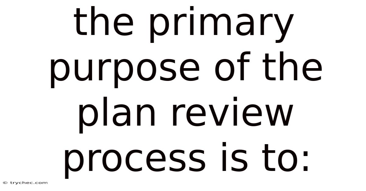 The Primary Purpose Of The Plan Review Process Is To: