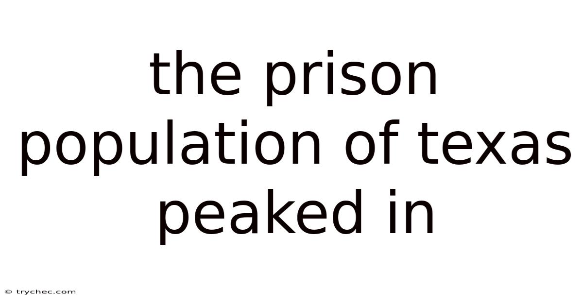 The Prison Population Of Texas Peaked In