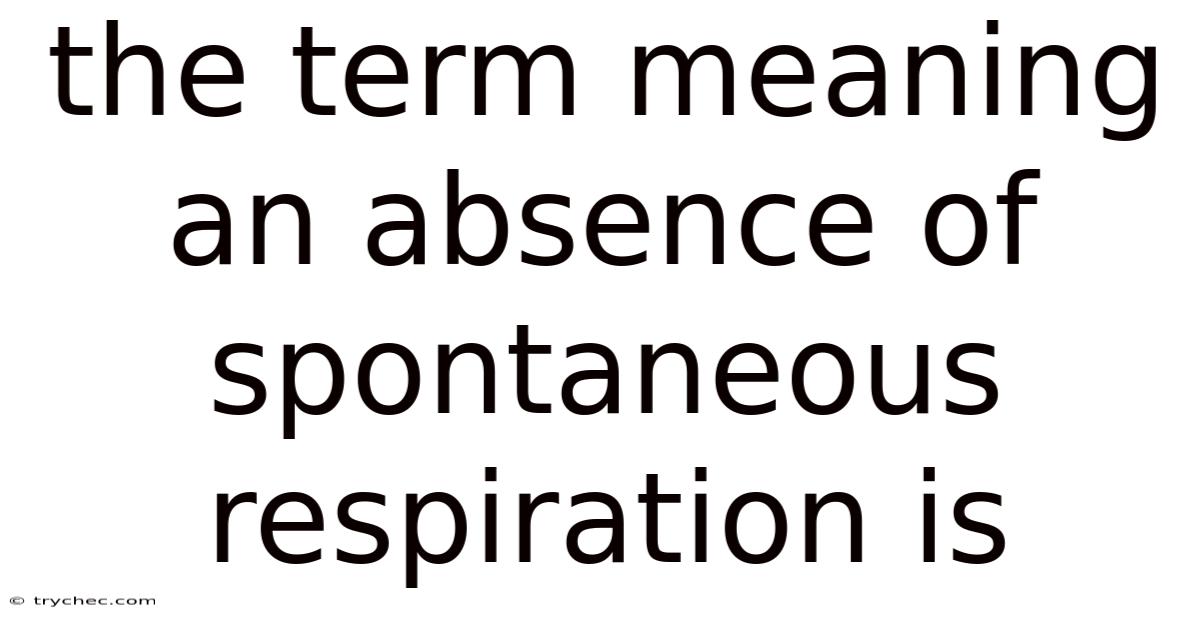 The Term Meaning An Absence Of Spontaneous Respiration Is
