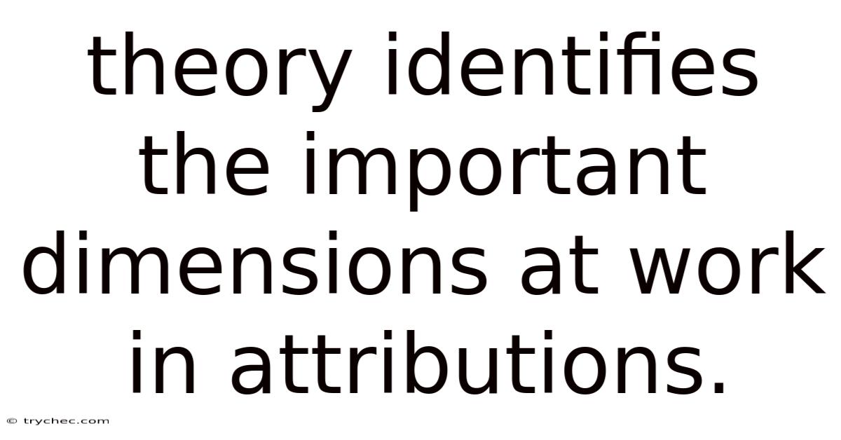 Theory Identifies The Important Dimensions At Work In Attributions.