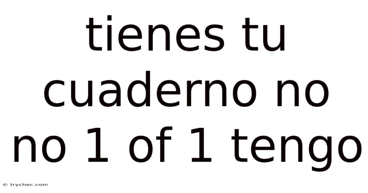 Tienes Tu Cuaderno No No 1 Of 1 Tengo