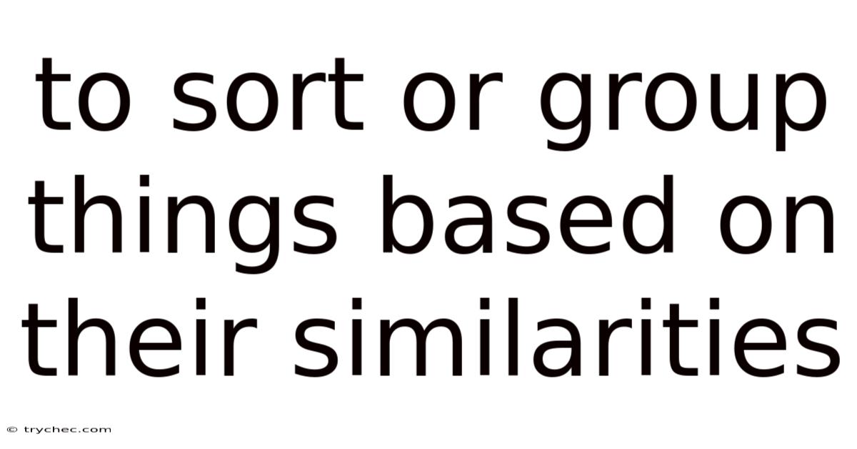 To Sort Or Group Things Based On Their Similarities
