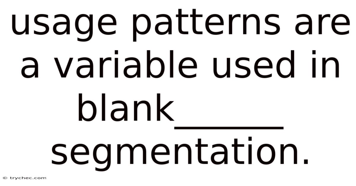 Usage Patterns Are A Variable Used In Blank______ Segmentation.