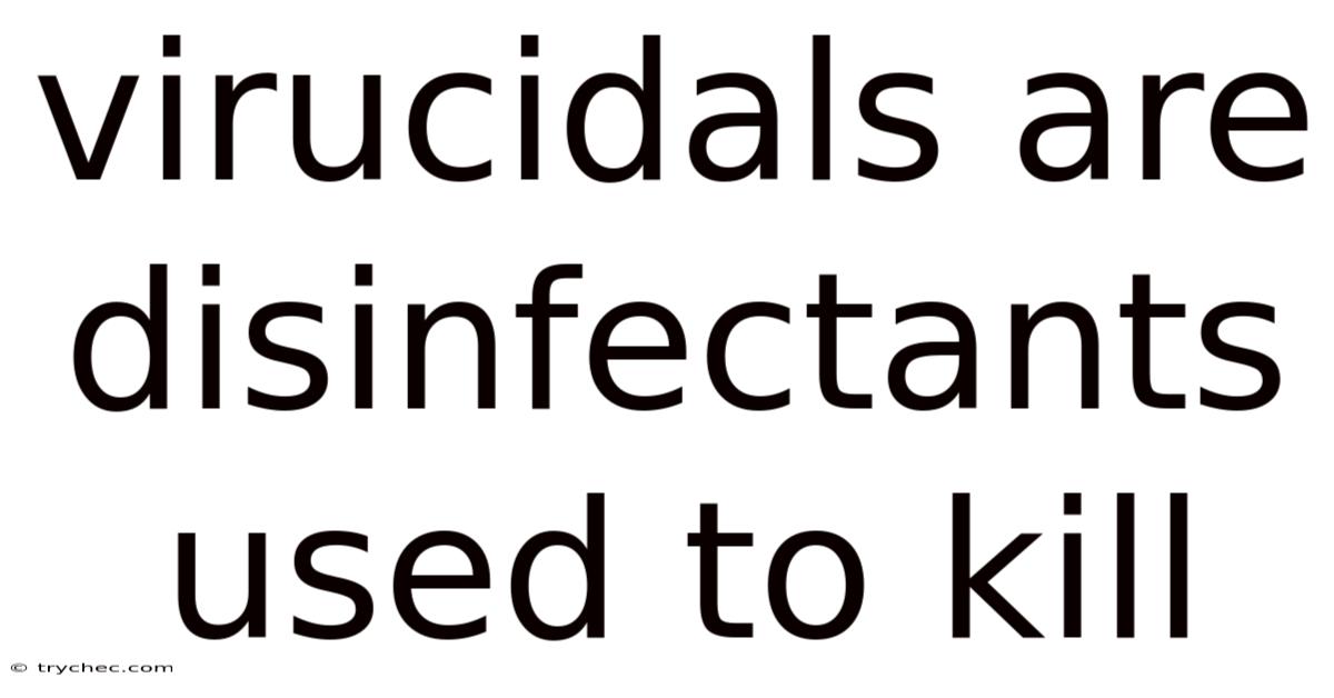 Virucidals Are Disinfectants Used To Kill