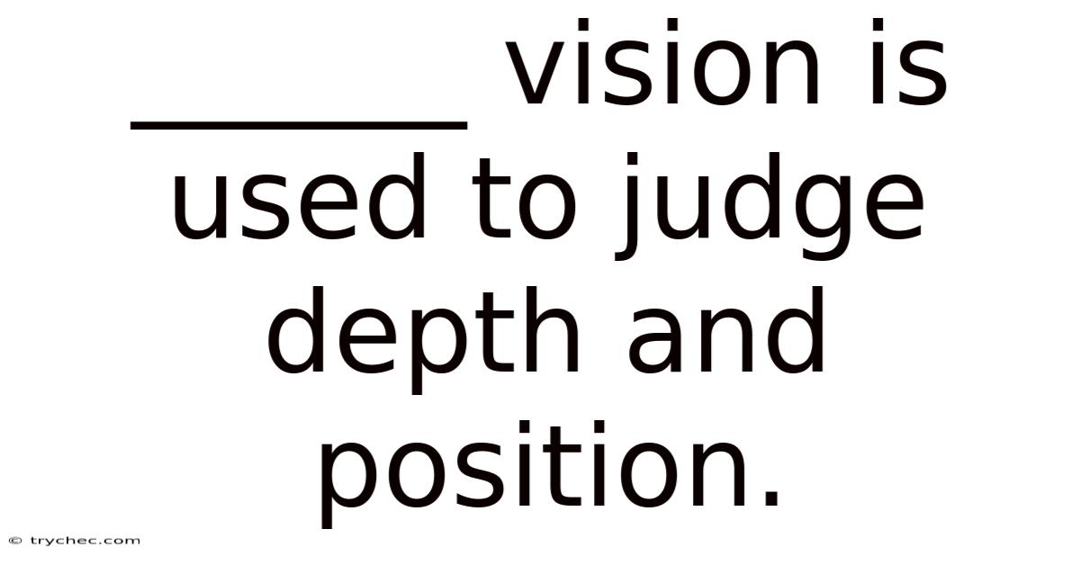 ______ Vision Is Used To Judge Depth And Position.