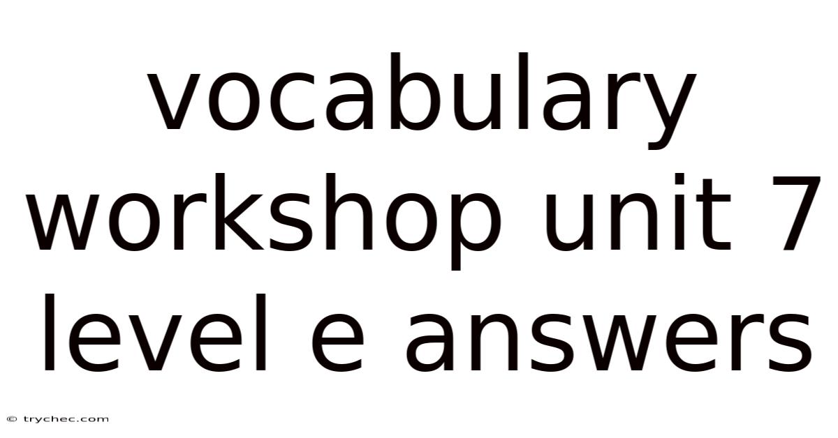 Vocabulary Workshop Unit 7 Level E Answers