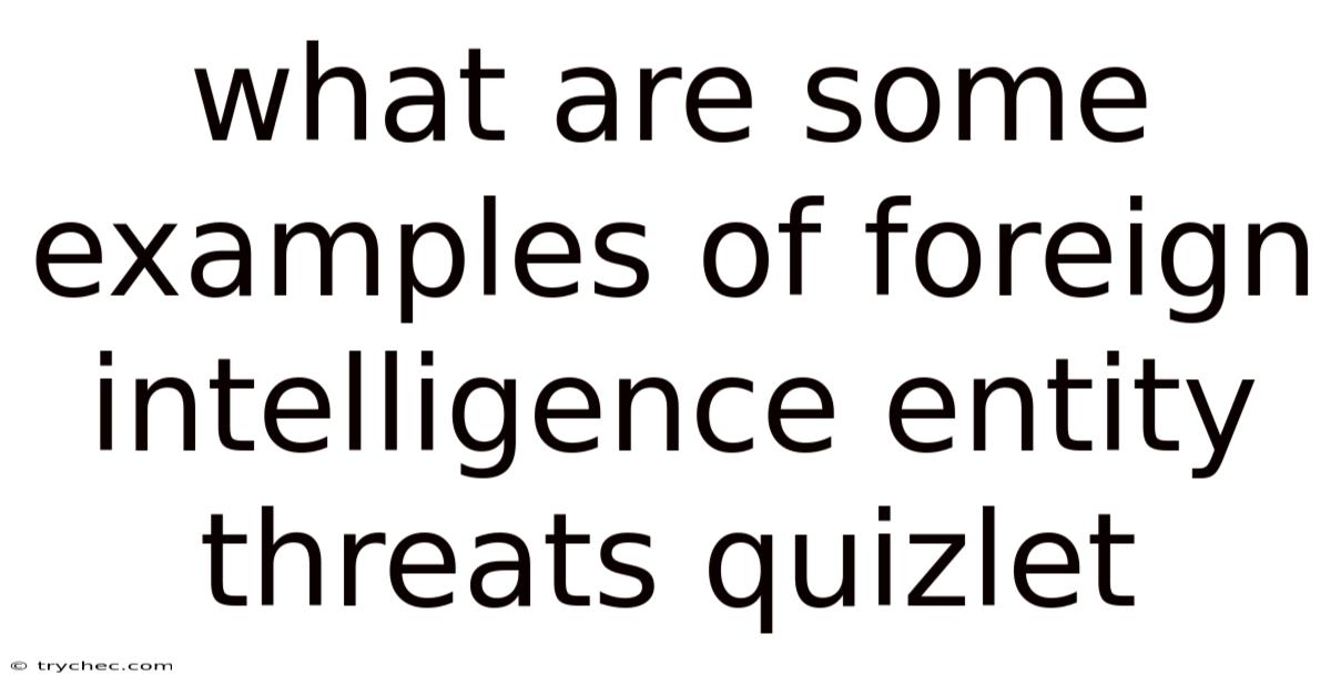 What Are Some Examples Of Foreign Intelligence Entity Threats Quizlet