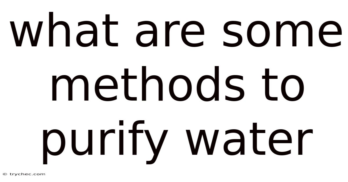 What Are Some Methods To Purify Water