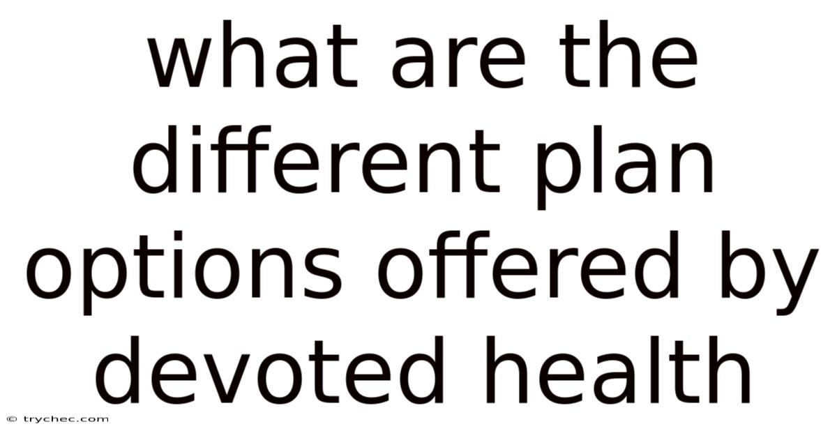 What Are The Different Plan Options Offered By Devoted Health