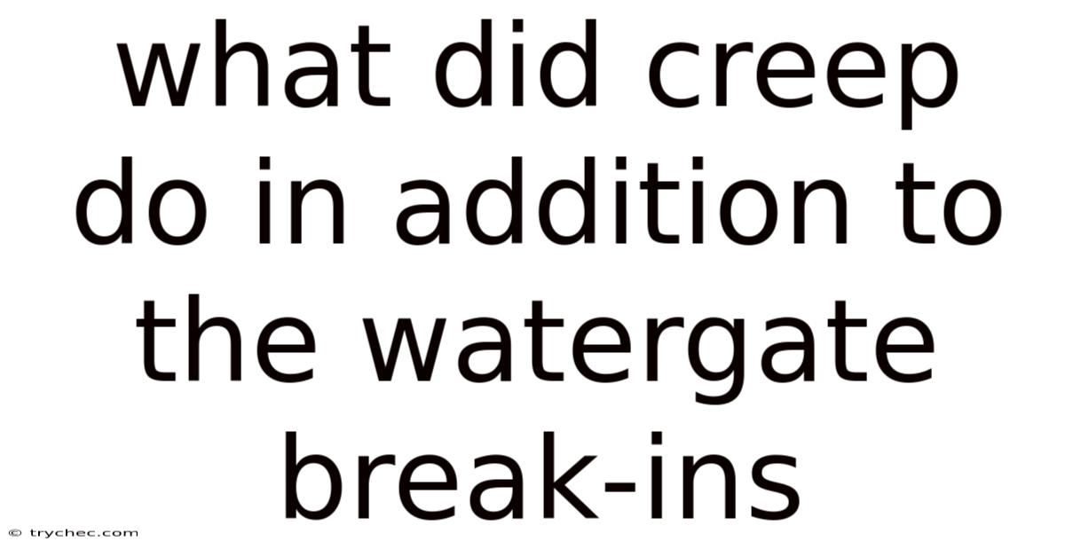 What Did Creep Do In Addition To The Watergate Break-ins