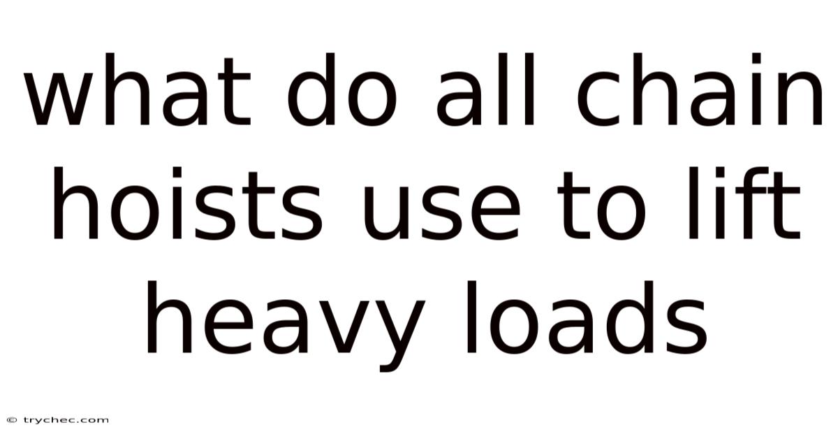 What Do All Chain Hoists Use To Lift Heavy Loads