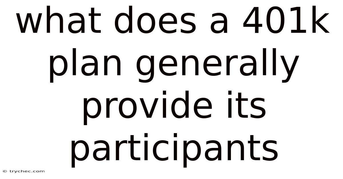 What Does A 401k Plan Generally Provide Its Participants