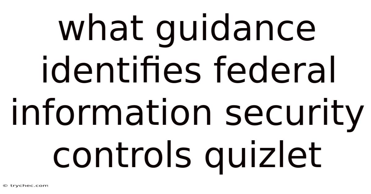 What Guidance Identifies Federal Information Security Controls Quizlet