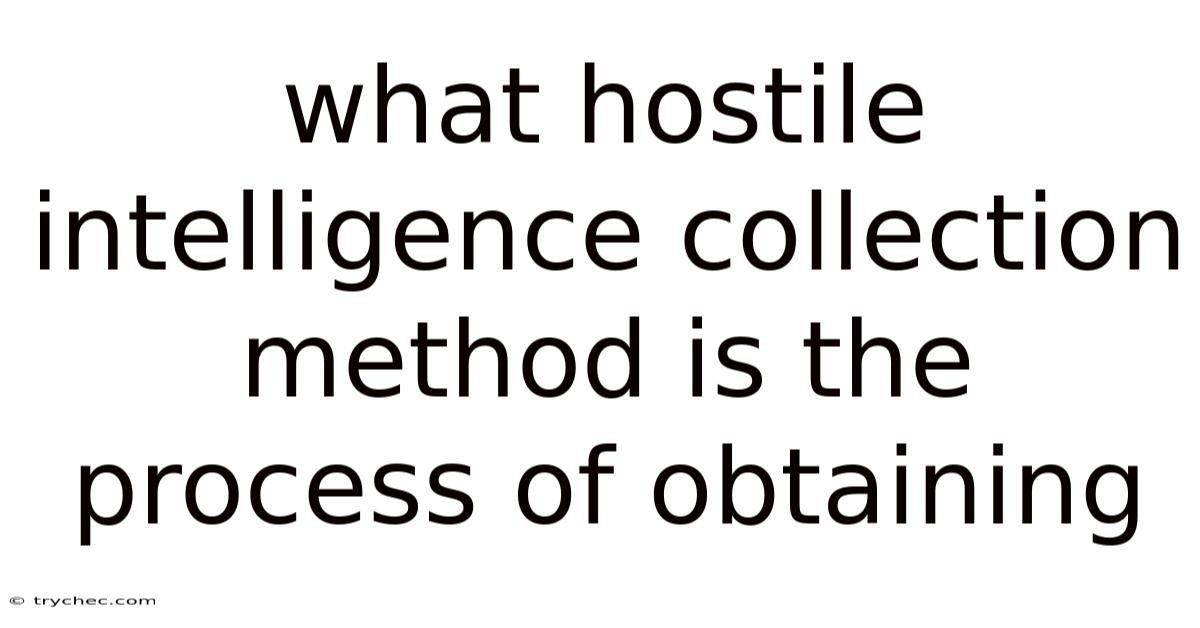What Hostile Intelligence Collection Method Is The Process Of Obtaining