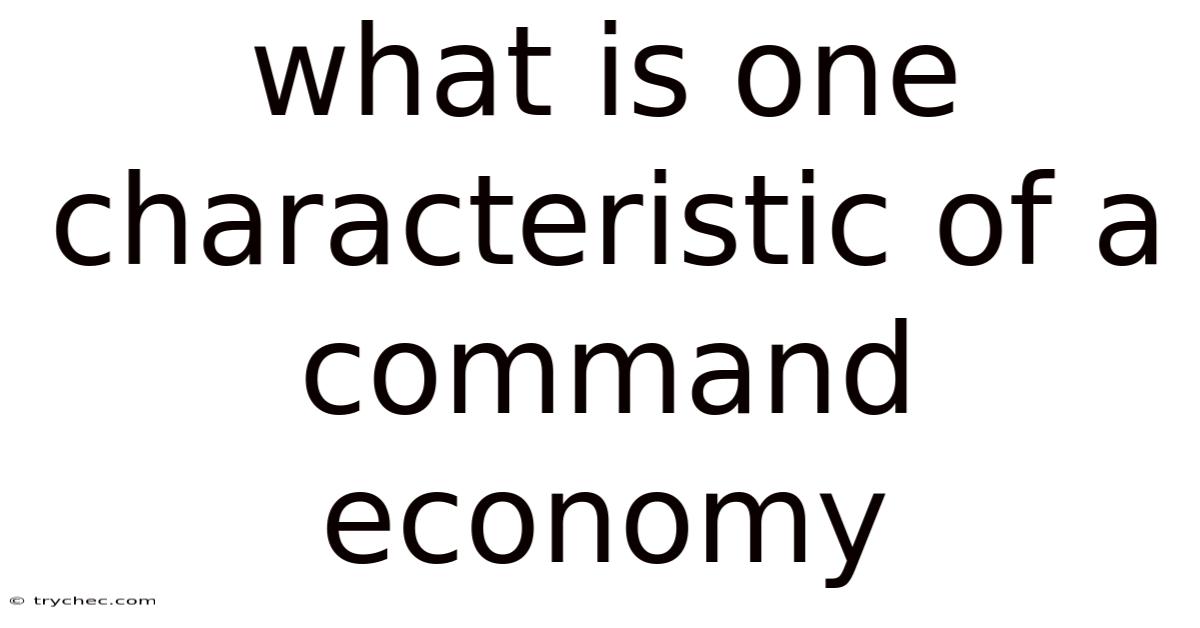 What Is One Characteristic Of A Command Economy