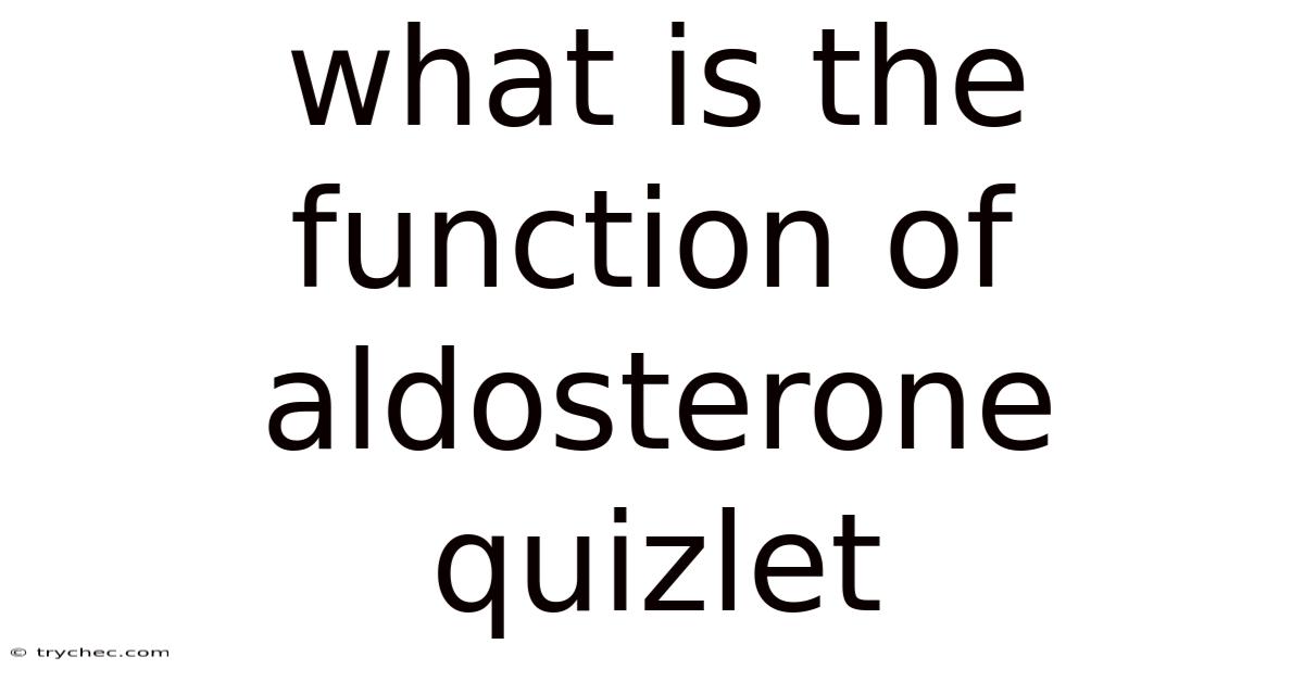 What Is The Function Of Aldosterone Quizlet