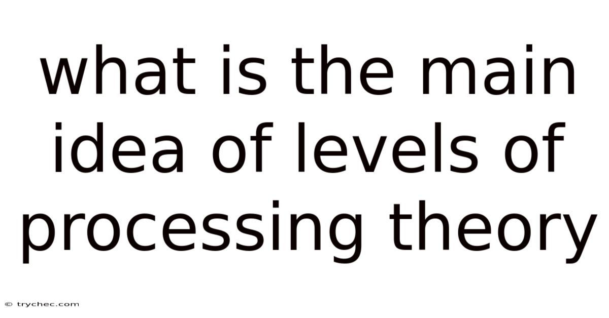 What Is The Main Idea Of Levels Of Processing Theory
