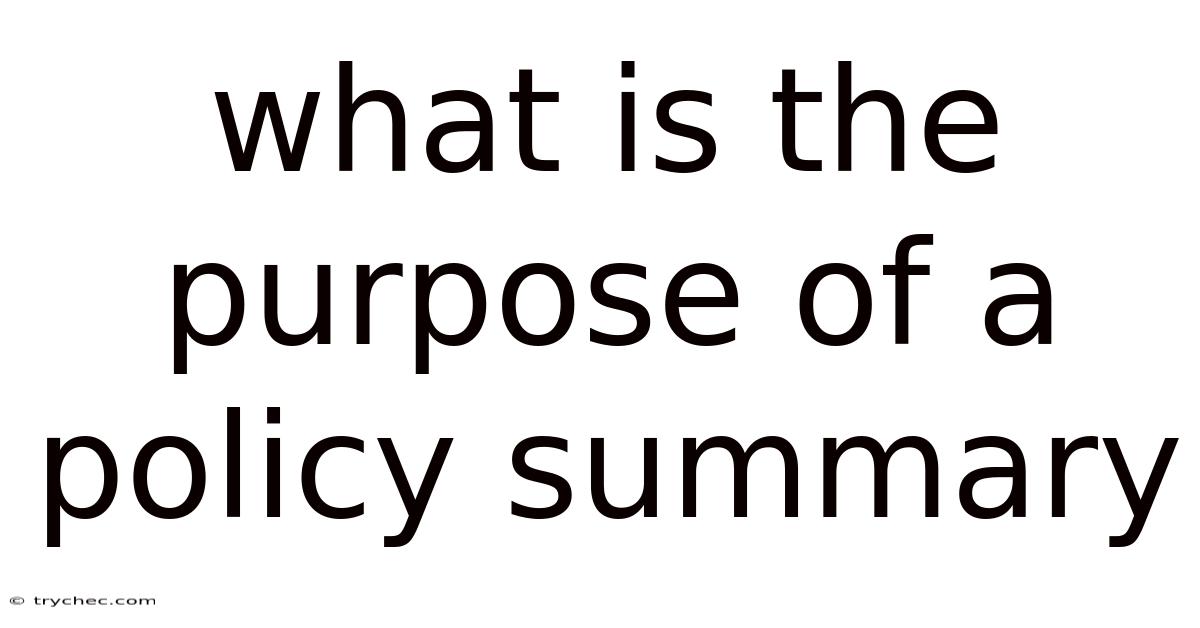 What Is The Purpose Of A Policy Summary