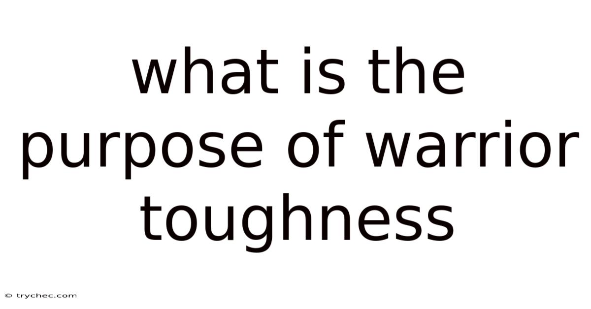 What Is The Purpose Of Warrior Toughness
