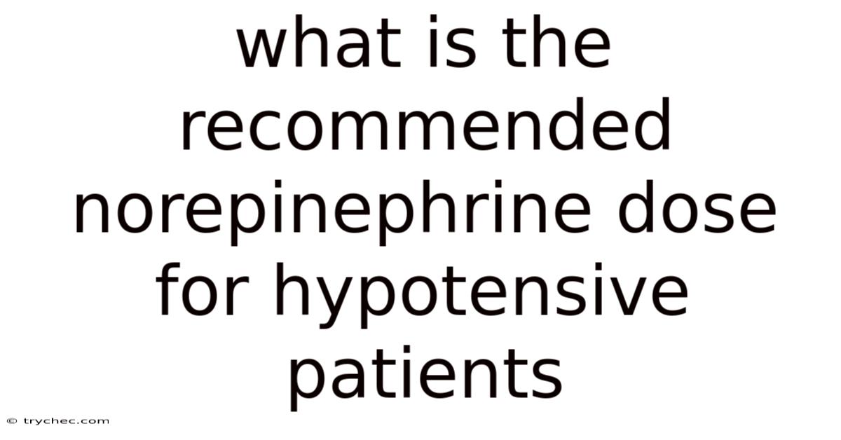 What Is The Recommended Norepinephrine Dose For Hypotensive Patients