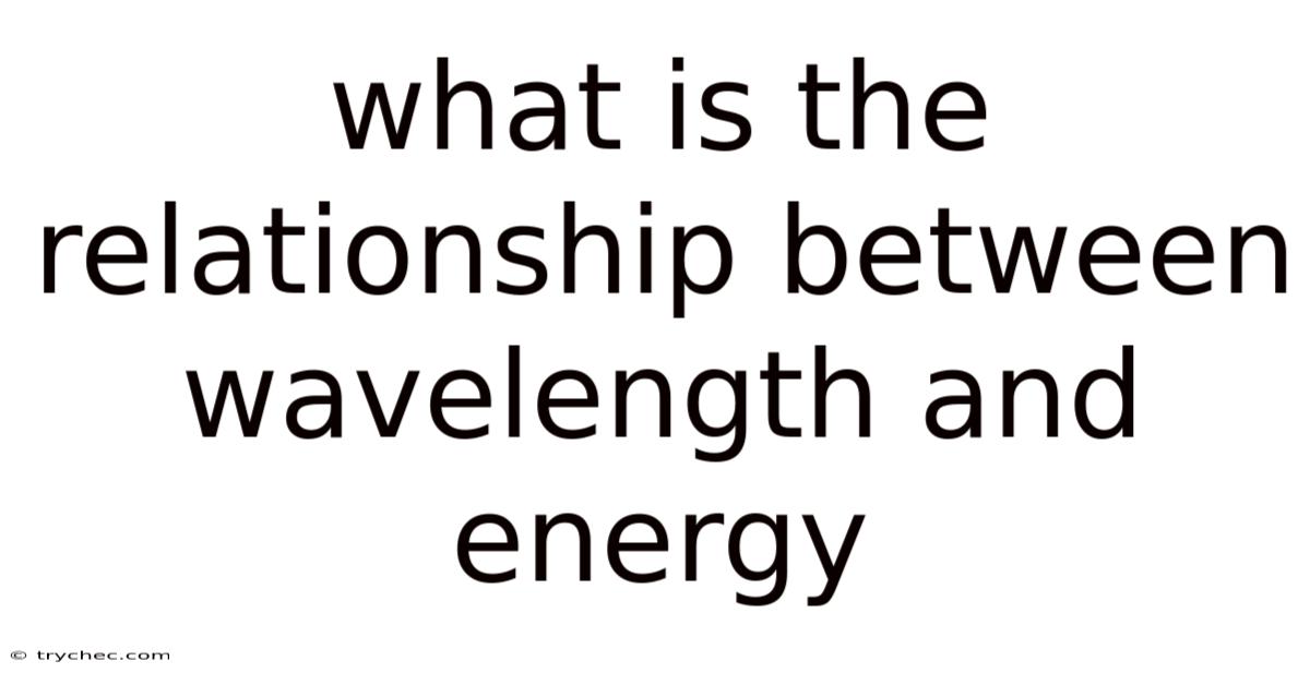 What Is The Relationship Between Wavelength And Energy