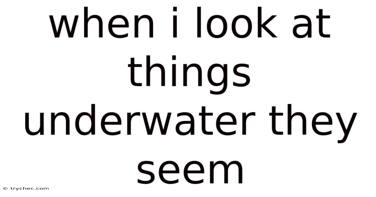 When I Look At Things Underwater They Seem