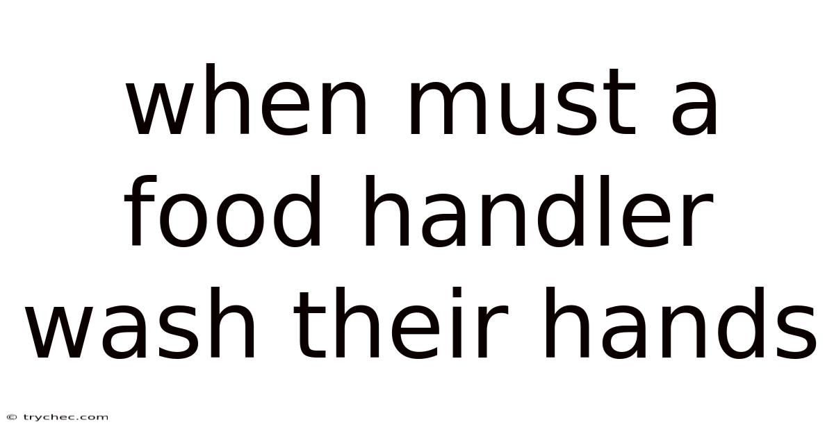 When Must A Food Handler Wash Their Hands