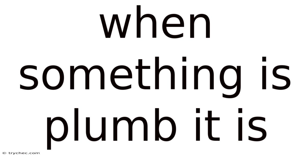 When Something Is Plumb It Is