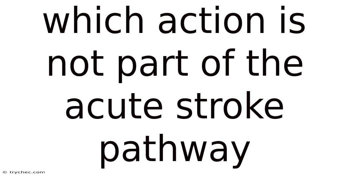 Which Action Is Not Part Of The Acute Stroke Pathway