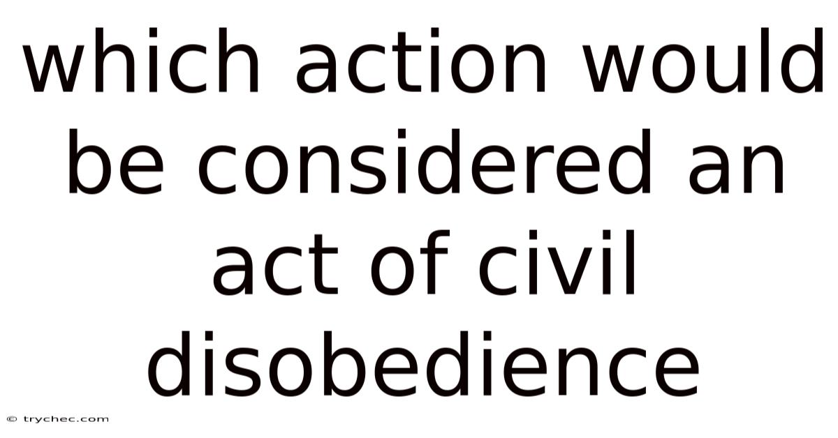 Which Action Would Be Considered An Act Of Civil Disobedience