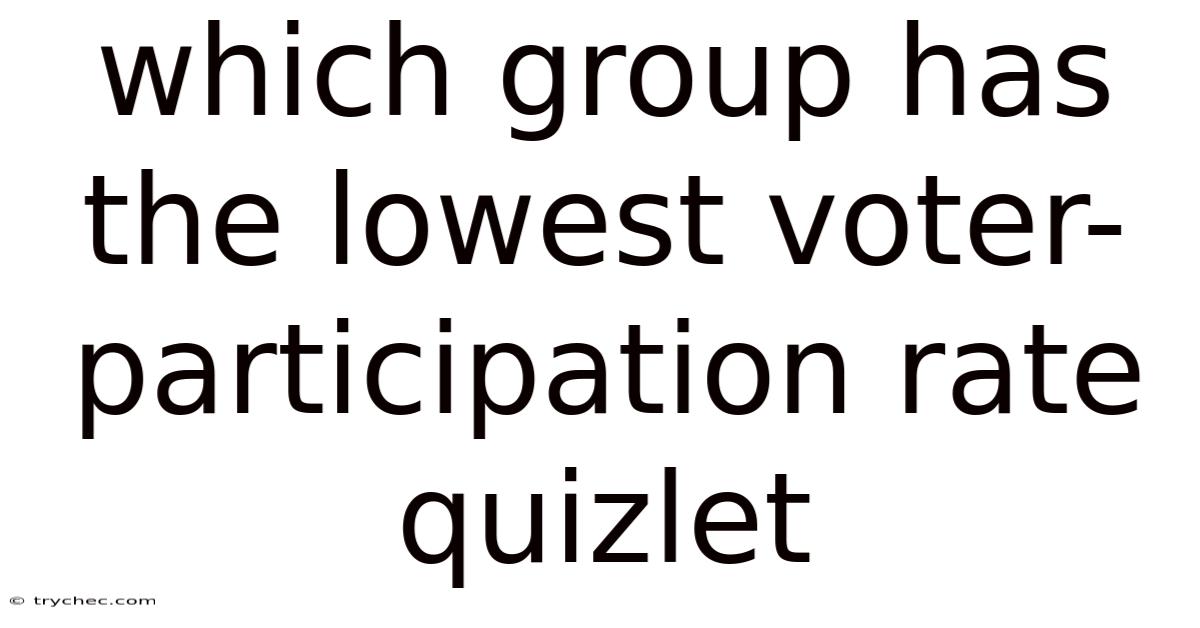 Which Group Has The Lowest Voter-participation Rate Quizlet