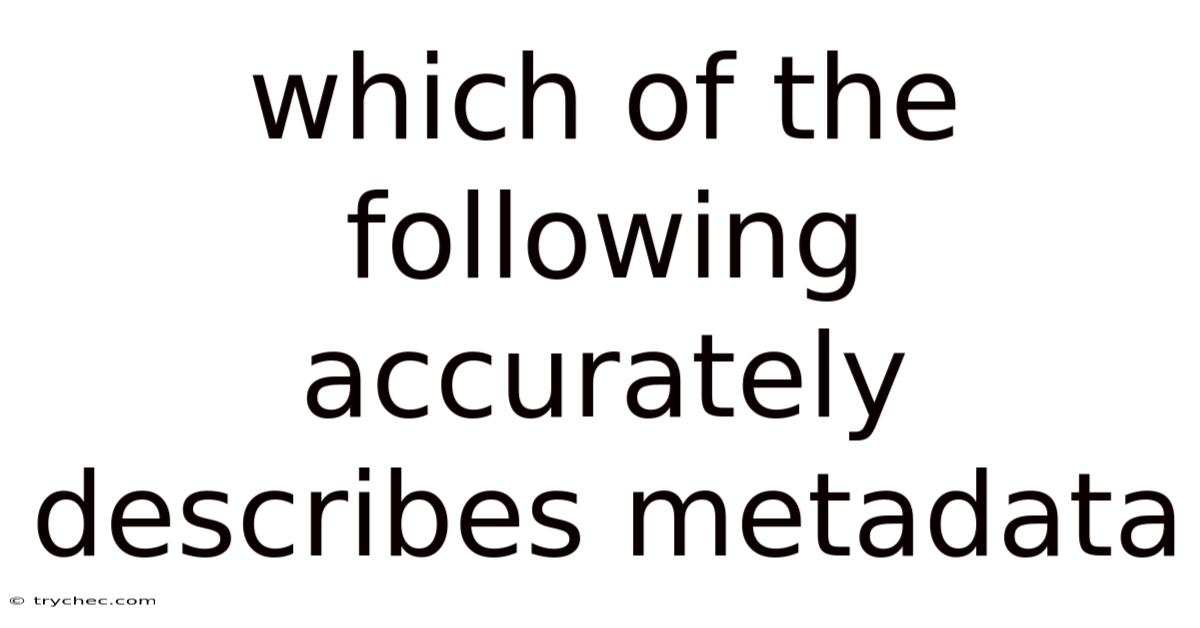 Which Of The Following Accurately Describes Metadata