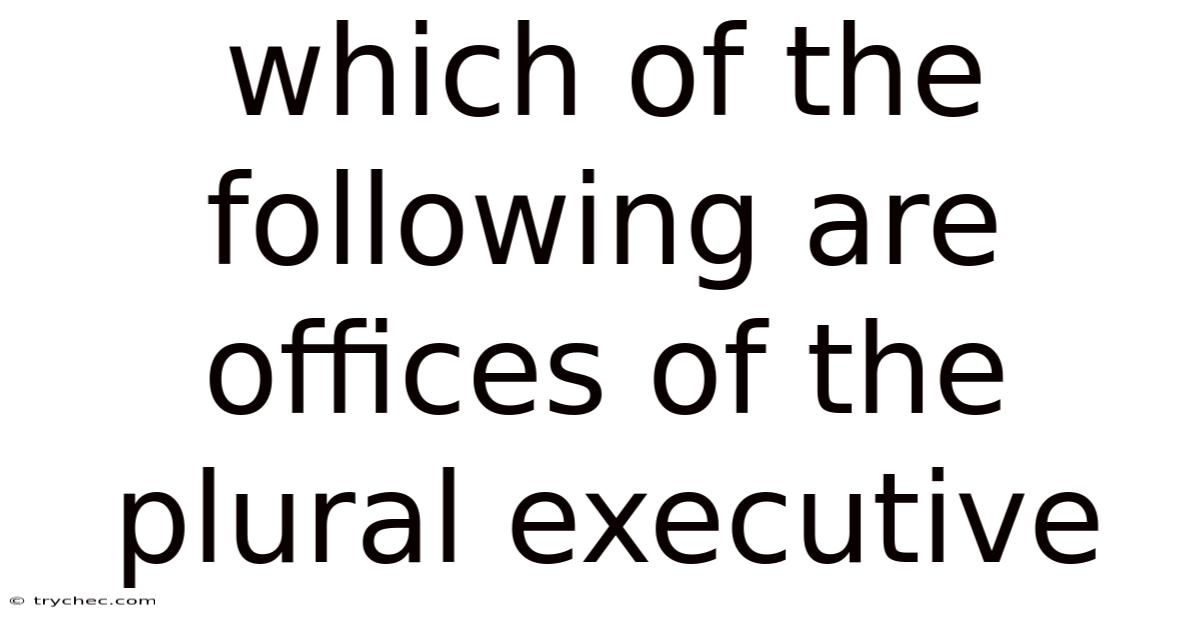 Which Of The Following Are Offices Of The Plural Executive