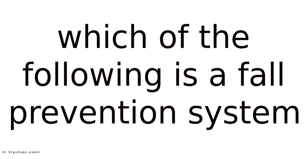Which Of The Following Is A Fall Prevention System