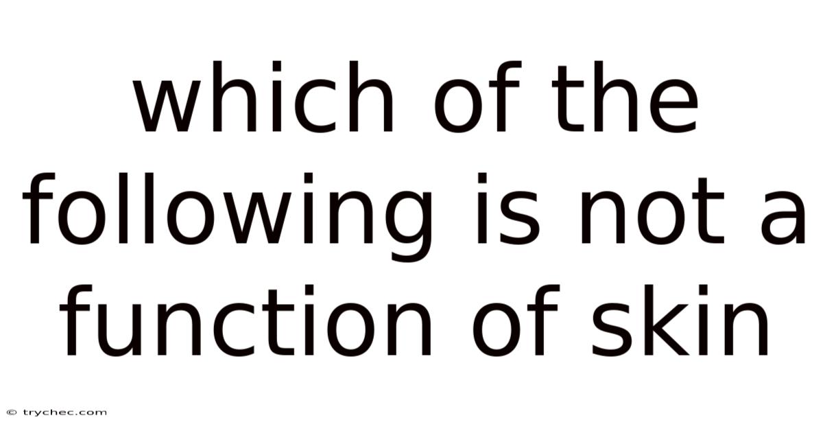 Which Of The Following Is Not A Function Of Skin