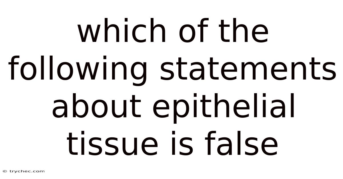 Which Of The Following Statements About Epithelial Tissue Is False