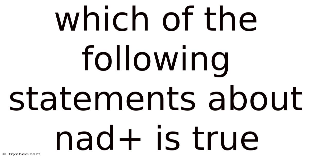 Which Of The Following Statements About Nad+ Is True