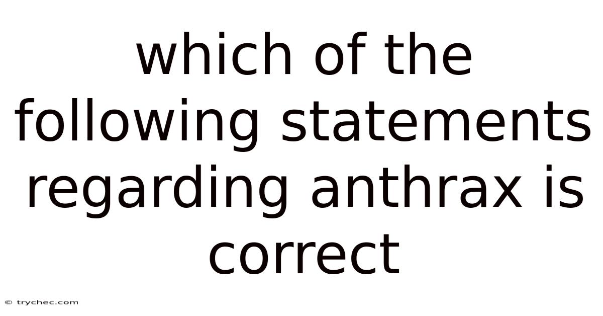 Which Of The Following Statements Regarding Anthrax Is Correct