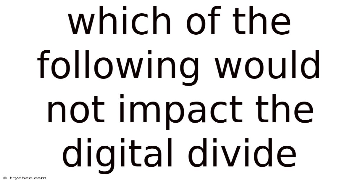 Which Of The Following Would Not Impact The Digital Divide